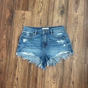 Small Medium Wash High-Rise Hidden Jean Shorts